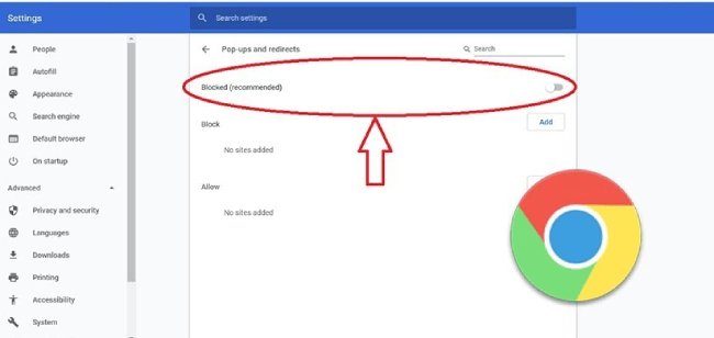 how do i turn off google chrome pop up blocker